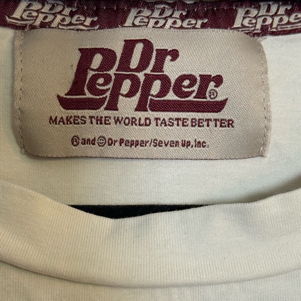 Dr Pepper Logo Graphic Tee - Cream with Brown Print - Picture 4 of 5